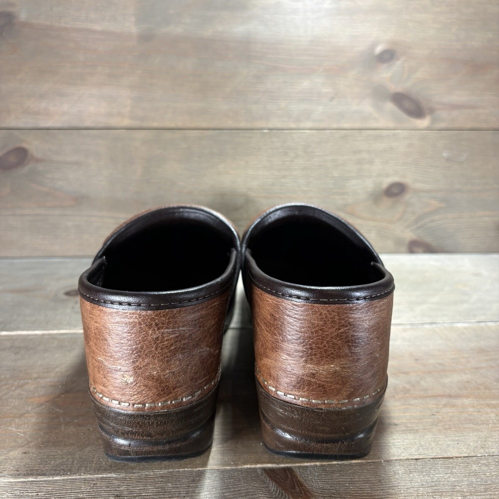 dansko womens size 38 shoes brown leather slip on wedge comfort clogs - Picture 4 of 10